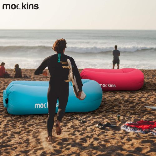  Mockins 2 Pack Inflatable Lounger Air Sofa Perfect for Beach Chair Camping Chairs or Portable Hammock and Includes Travel Bag Pouch and Pockets | Easy to Use Camping Accessories -B