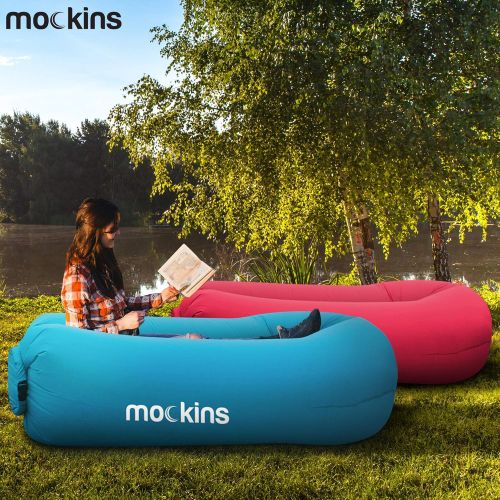  Mockins 2 Pack Inflatable Lounger Air Sofa Perfect for Beach Chair Camping Chairs or Portable Hammock and Includes Travel Bag Pouch and Pockets | Easy to Use Camping Accessories -B