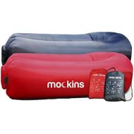 Mockins 2 Pack Navy & Red Inflatable Lounger Air Sofa Perfect for Beach Chair Camping Chairs or Portable Hammock and Includes Travel Bag Pouch and Pockets | Easy to Use Camping Acc