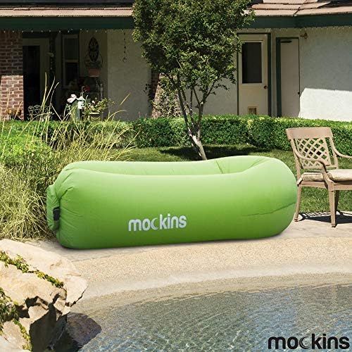  Nevlers Inflatable Lounger Air Sofa Perfect for Beach Chair Camping Chairs or Portable Hammock and Includes Travel Bag Pouch and Pockets Easy to Use Camping Accessories -Green Colo