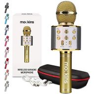 mockins Wireless Bluetooth Karaoke Microphone with Built in Bluetooth Speaker Speaker All-in-one Karaoke Machine | Compatible with Android & iOS iPhone - Gold Color