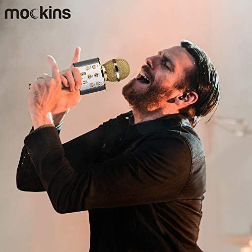  mockins Wireless Bluetooth Karaoke Microphone with Built in Bluetooth Speaker Speaker All-in-one Karaoke Machine | Compatible with Android & iOS iPhone - Gold Color