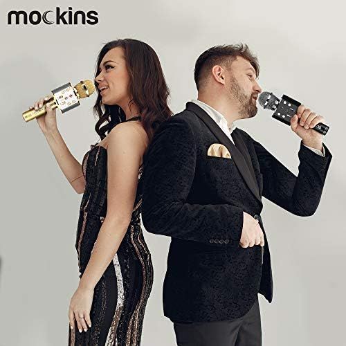  mockins Wireless Bluetooth Karaoke Microphone with Built in Bluetooth Speaker Speaker All-in-one Karaoke Machine | Compatible with Android & iOS iPhone - Gold Color