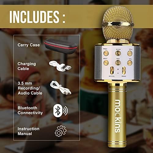  mockins Wireless Bluetooth Karaoke Microphone with Built in Bluetooth Speaker Speaker All-in-one Karaoke Machine | Compatible with Android & iOS iPhone - Gold Color