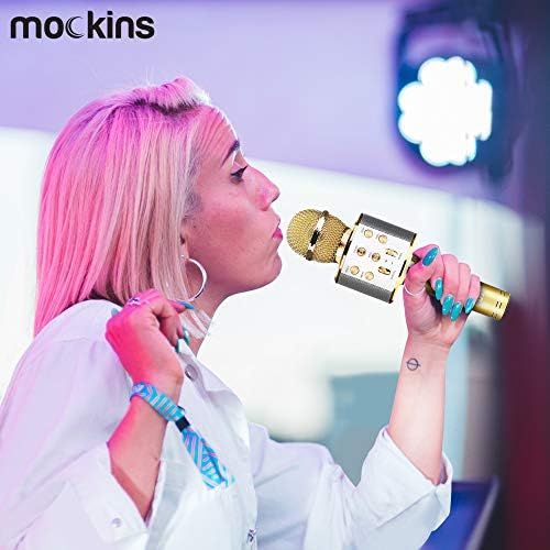  mockins Wireless Bluetooth Karaoke Microphone with Built in Bluetooth Speaker Speaker All-in-one Karaoke Machine | Compatible with Android & iOS iPhone - Gold Color