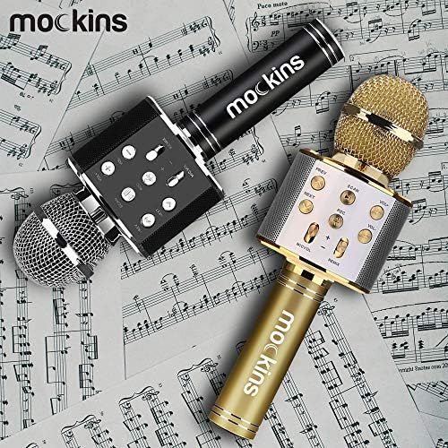  mockins Wireless Bluetooth Karaoke Microphone with Built in Bluetooth Speaker Speaker All-in-one Karaoke Machine | Compatible with Android & iOS iPhone - Gold Color