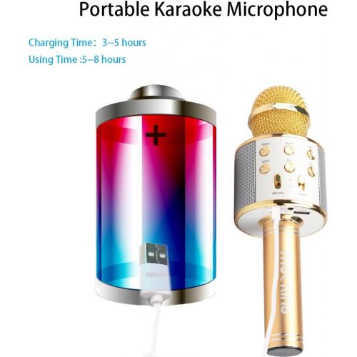  mockins Wireless Bluetooth Karaoke Microphone with Built in Bluetooth Speaker Speaker All-in-one Karaoke Machine | Compatible with Android & iOS iPhone - Gold Color