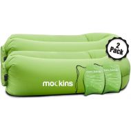 Nevlers 2 Pack Green Inflatable Loungers Air Sofa Perfect for Beach Chair Camping Chairs or Portable Hammock and Includes Travel Bag Pouch and Pockets Camping Accessories Blow up L