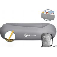 Nevlers Inflatable Lounger with Side Pockets and Matching Travel Bag - Gray - Waterproof and Portable - Great and Easy to Take to The Beach, Park, Pool, and as Camping Accessories