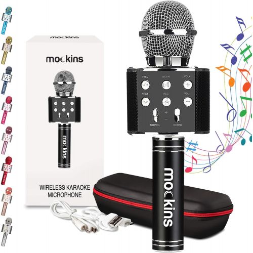  Nevlers Wireless Bluetooth Karaoke Microphone with Built in Bluetooth Speaker All-in-One Karaoke Machine Compatible with Android & iOS iPhone - Black Color