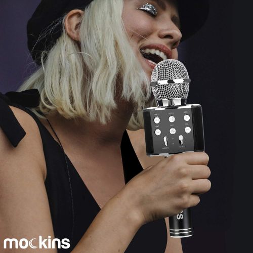  [아마존베스트]mockins Wireless Bluetooth Karaoke Microphone with Built in Bluetooth Speaker All-in-One Karaoke Machine | Compatible with Android & iOS iPhone - Black Color