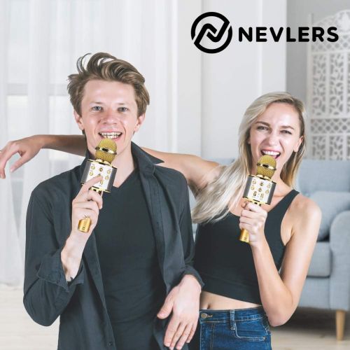  [아마존베스트]Nevlers Karaoke Microphone with Wireless Bluetooth Speaker and Recording Options, Easy To Use Portable Handheld Karaoke Machine for Kids and Adults - Black