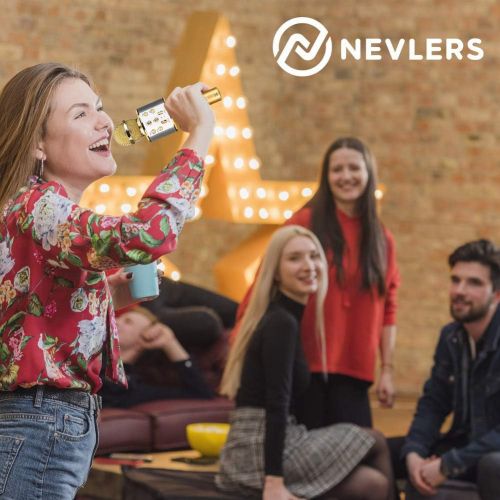  [아마존베스트]Nevlers Karaoke Microphone with Wireless Bluetooth Speaker and Recording Options, Easy To Use Portable Handheld Karaoke Machine for Kids and Adults - Black