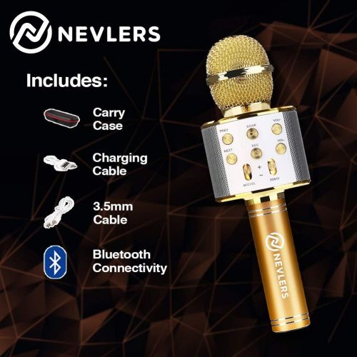  [아마존베스트]Nevlers Karaoke Microphone with Wireless Bluetooth Speaker and Recording Options, Easy To Use Portable Handheld Karaoke Machine for Kids and Adults - Black