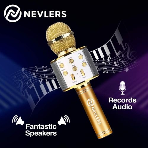  [아마존베스트]Nevlers Karaoke Microphone with Wireless Bluetooth Speaker and Recording Options, Easy To Use Portable Handheld Karaoke Machine for Kids and Adults - Black