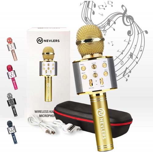  [아마존베스트]Nevlers Karaoke Microphone with Wireless Bluetooth Speaker and Recording Options, Easy To Use Portable Handheld Karaoke Machine for Kids and Adults - Black