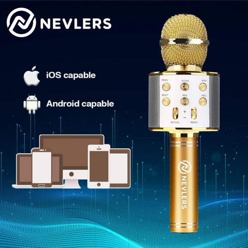  [아마존베스트]Nevlers Karaoke Microphone with Wireless Bluetooth Speaker and Recording Options, Easy To Use Portable Handheld Karaoke Machine for Kids and Adults - Black