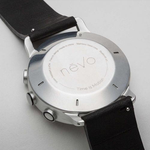  Nevo Hybrid Smartwatch Waterproof Fitness Tracker for Android or IOS Phone,Silver Case, Black Strap