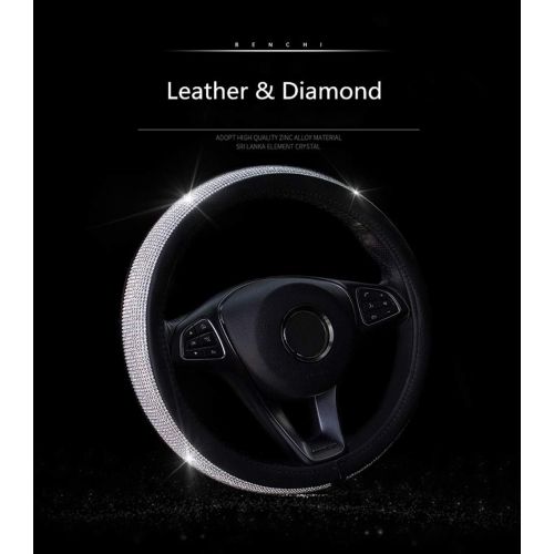 [아마존 핫딜] [아마존핫딜]ChuLian Crystal Diamond Steering Wheel Cover, PU Leather with Colorful Bling Bling Rhinestones, Universal 15inch / 38cm for Women Girls, Blue
