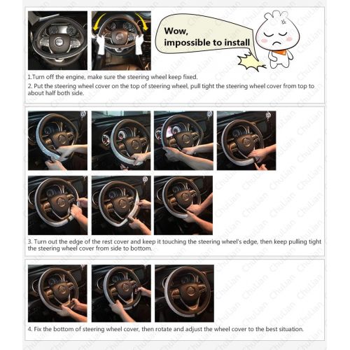  [아마존 핫딜] [아마존핫딜]ChuLian Crystal Diamond Steering Wheel Cover, PU Leather with Colorful Bling Bling Rhinestones, Universal 15inch / 38cm for Women Girls, Blue