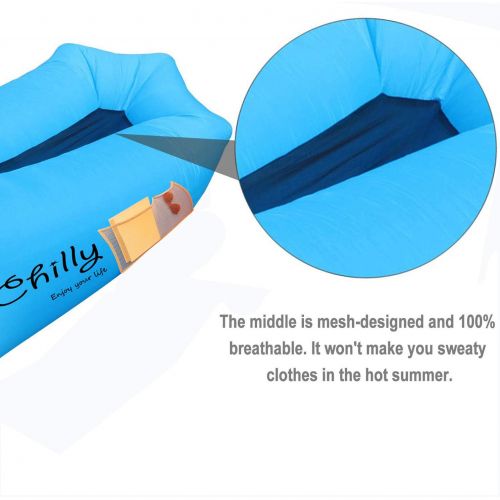  [아마존베스트]Chilly Inflatable Lounger, Newest Air Lounger Sofa Hammock Chair, Most Comfortable Inflatable Couch with Breathable Mesh Perfect for Backyard Beach Camping Hiking Picnic Music Fest