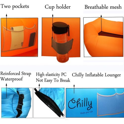  [아마존베스트]Chilly Inflatable Lounger, Newest Air Lounger Sofa Hammock Chair, Most Comfortable Inflatable Couch with Breathable Mesh Perfect for Backyard Beach Camping Hiking Picnic Music Fest