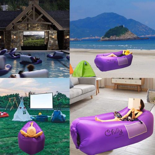  [아마존베스트]Chilly Inflatable Lounger, Newest Air Lounger Sofa Hammock Chair, Most Comfortable Inflatable Couch with Breathable Mesh Perfect for Backyard Beach Camping Hiking Picnic Music Fest