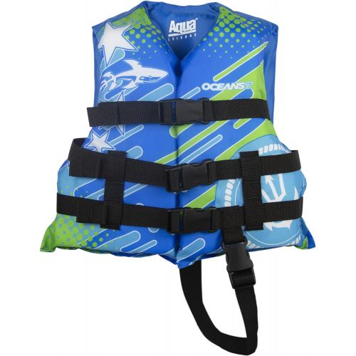  [아마존베스트]New & Improved Oceans7 US Coast Guard Approved, Child Life Jacket, Flex-Form Chest, Open-Sided Design, Type III Vest, PFD, Personal Flotation Device, Blue/White