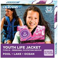 [아마존베스트]New & Improved Oceans7 US Coast Guard Approved, Youth Life Jacket, Flex-Form Chest, Open-Sided Design, Type III Vest, PFD, Personal Flotation Device, Pink/Berry