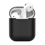 [아마존핫딜]Schutzhuellen 4 in 1mit Apple AirPods 1&2 New Bee Premium Silikon Kratzfestes Airpods Schutzhuellen Set fuer Airpods-Ladeetui mit Airpod Etui/Cliphalter/Band/Ohrhaken (Schwarz)