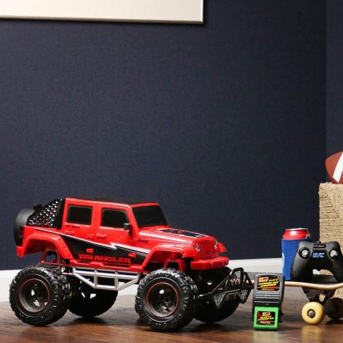  New Bright RC FF 4-Door Open Back Jeep Includes 9.6V Power Pack, Batteries & Charger (1:8 Scale), Red