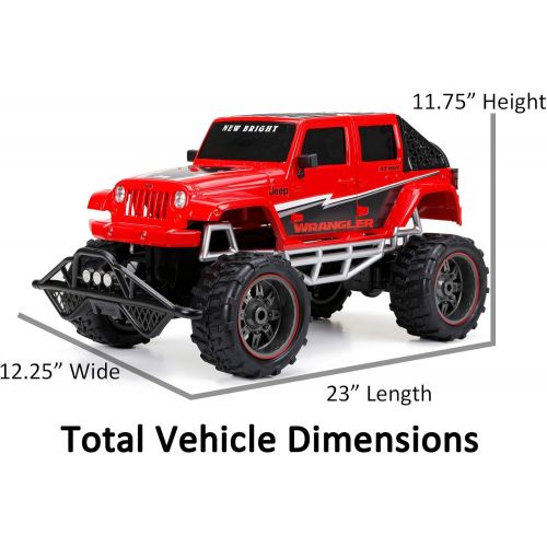  New Bright RC FF 4-Door Open Back Jeep Includes 9.6V Power Pack, Batteries & Charger (1:8 Scale), Red