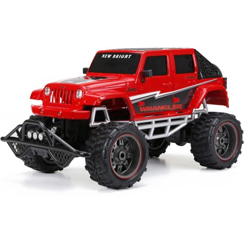  New Bright RC FF 4-Door Open Back Jeep Includes 9.6V Power Pack, Batteries & Charger (1:8 Scale), Red