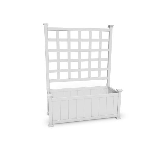  New England Arbors Huron 36W x 15L Vinyl Planter with Trellis