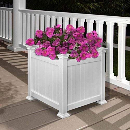  New England Arbors Cardiff 15 x 15 Square Vinyl Planter Pot Box