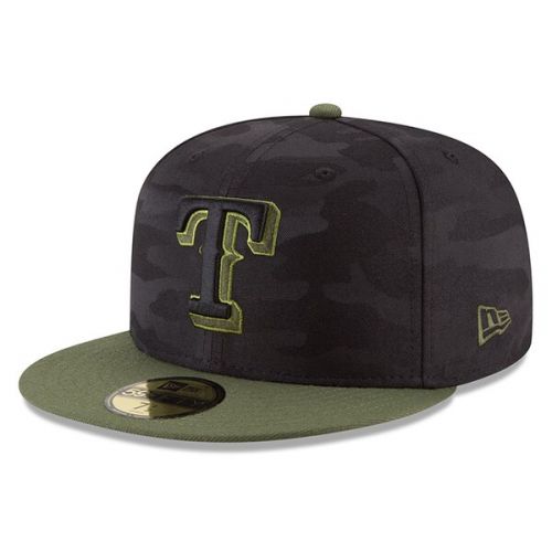  Men's Texas Rangers New Era Black 2018 Memorial Day On-Field 59FIFTY Fitted Hat