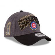 Men's Chicago Cubs New Era GraphiteBlack 2016 World Series Champions Locker Room On Field 39THIRTY Flex Hat