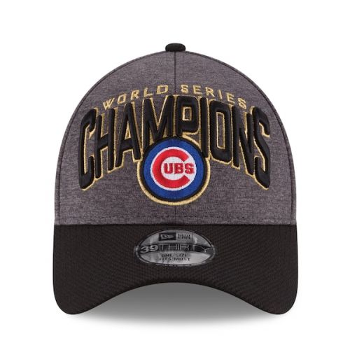  Men's Chicago Cubs New Era GraphiteBlack 2016 World Series Champions Locker Room On Field 39THIRTY Flex Hat