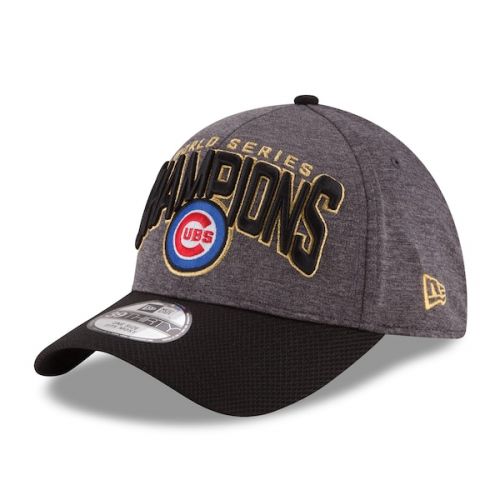  Men's Chicago Cubs New Era GraphiteBlack 2016 World Series Champions Locker Room On Field 39THIRTY Flex Hat
