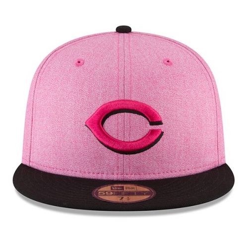  Men's New Era PinkBlack Cincinnati Reds 2018 Mother's Day On-Field 59FIFTY Fitted Hat