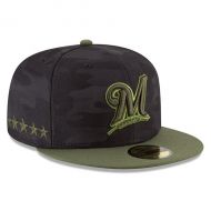 Men's Milwaukee Brewers New Era Black 2018 Memorial Day On-Field 59FIFTY Fitted Hat