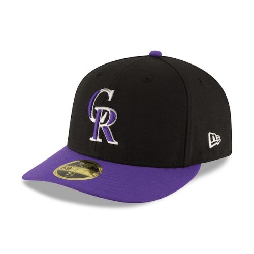  Men's Colorado Rockies New Era BlackPurple Alternate Authentic Collection On-Field Low Profile 59FIFTY Fitted Hat