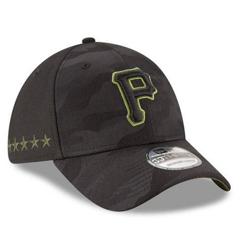  Men's Pittsburgh Pirates New Era Black 2018 Memorial Day 39THIRTY Flex Hat