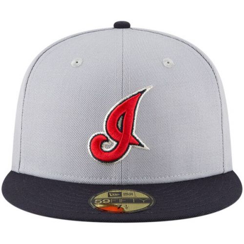  Men's Cleveland Indians New Era Gray Cooperstown Collection Wool 59FIFTY Fitted Hat