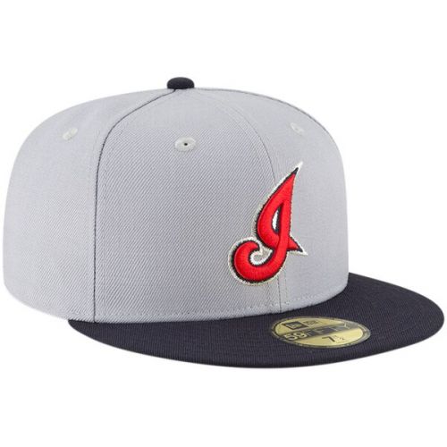  Men's Cleveland Indians New Era Gray Cooperstown Collection Wool 59FIFTY Fitted Hat