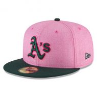 Men's New Era PinkGreen Oakland Athletics 2018 Mother's Day On-Field 59FIFTY Fitted Hat