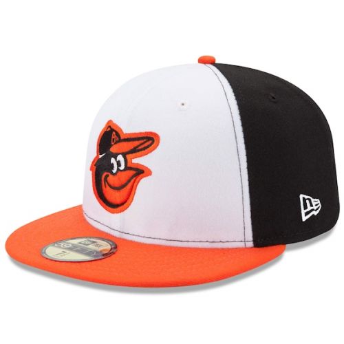  Men's Baltimore Orioles New Era WhiteOrange Home Authentic Collection On-Field 59FIFTY Fitted Hat