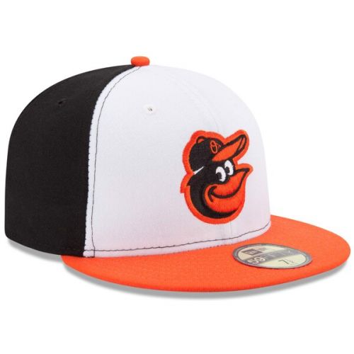  Men's Baltimore Orioles New Era WhiteOrange Home Authentic Collection On-Field 59FIFTY Fitted Hat