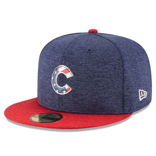  Men's Chicago Cubs New Era Heathered NavyHeathered Red 2017 Stars & Stripes 59FIFTY Fitted Hat