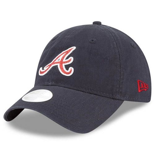  Women's Atlanta Braves New Era Navy Team Glisten 9TWENTY Adjustable Hat